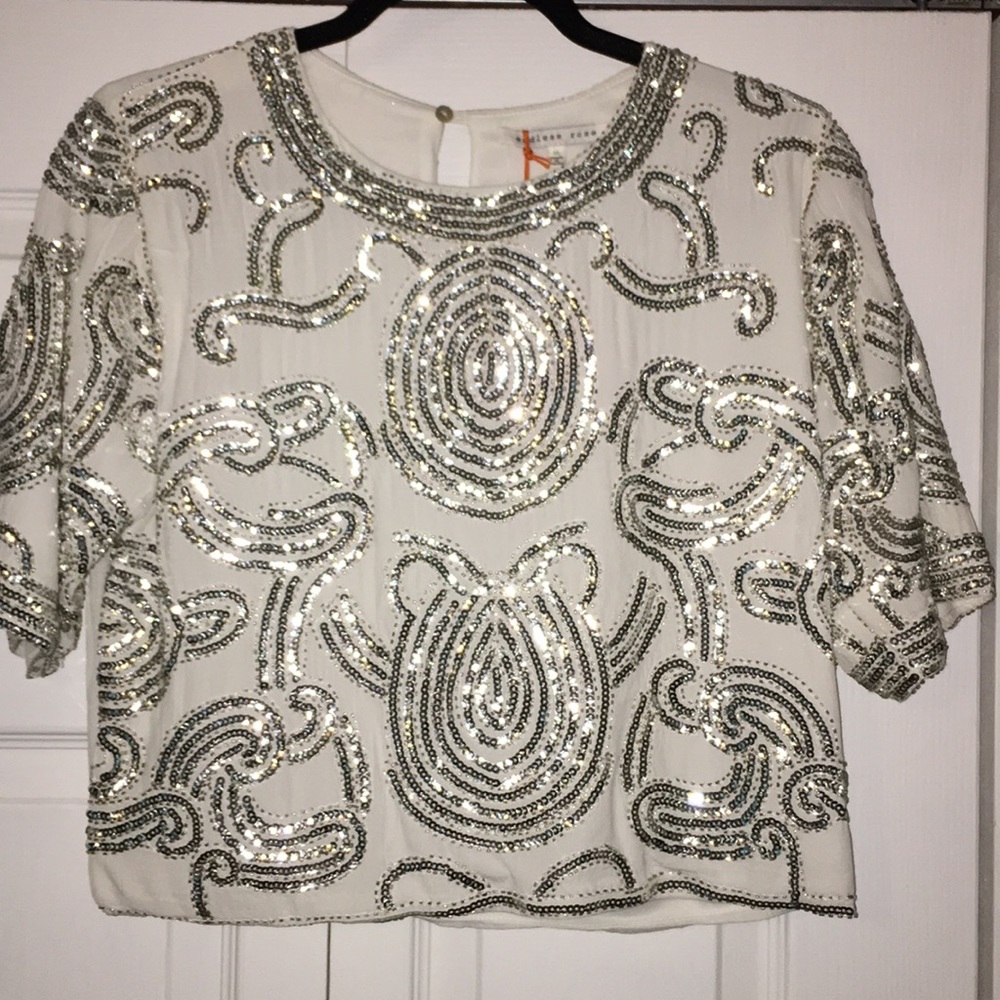 NWT Cream beaded blouse